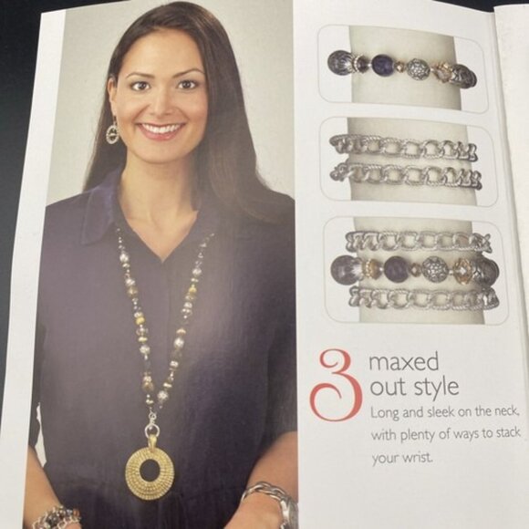 Premier Designs Necklace Bracelet Set Top Notch Pendant Reversible Gold Silver - Picture 16 of 16